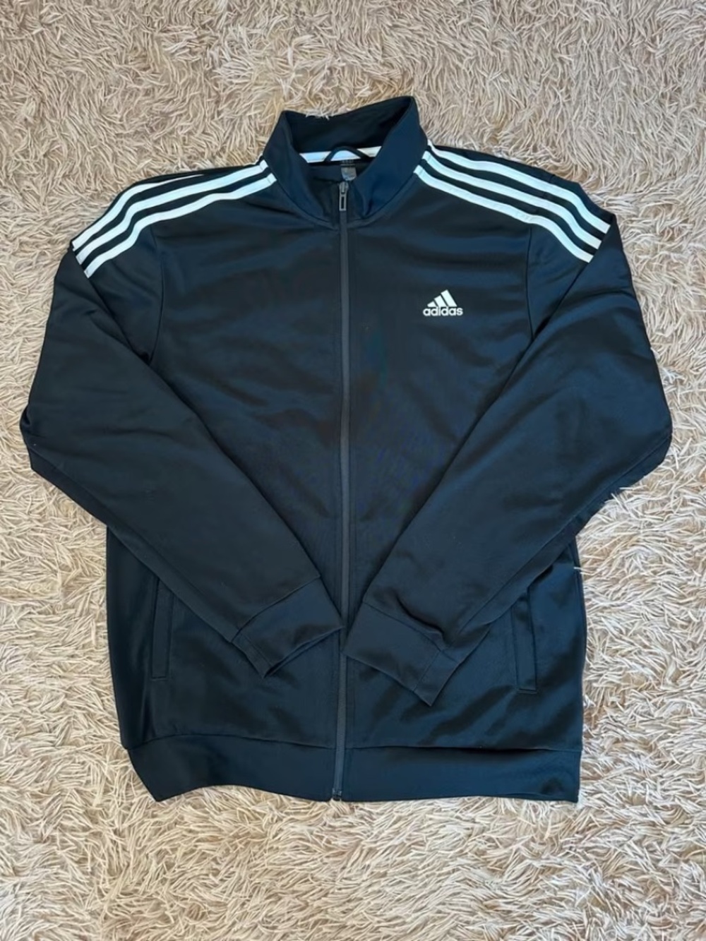 Adidas Essentials 3-Stripes Track Jacket — Black, Size M
